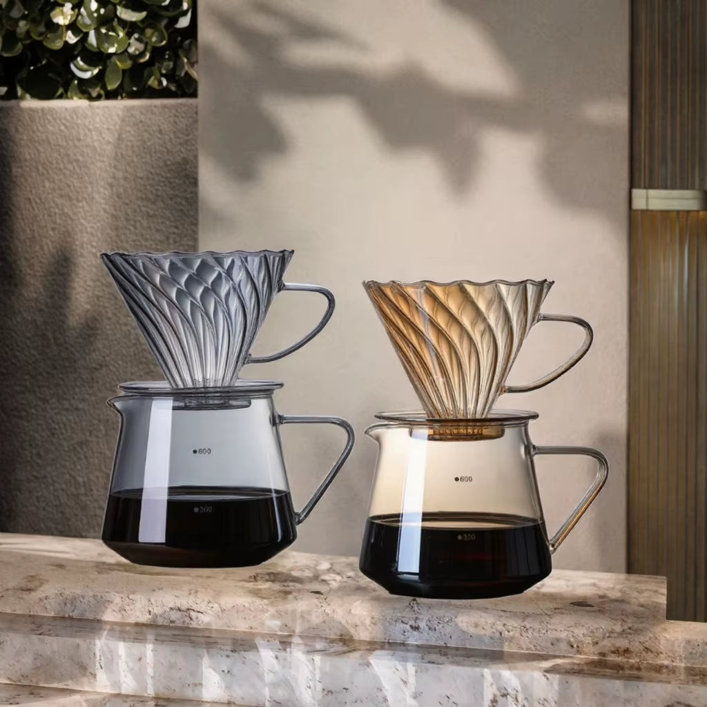 ONE COFFEE ODM Eco-Friendly Glass Carafe 550Ml Durable Handle Integrated Coffee Dripper Serving Server Tea Stocked Europe