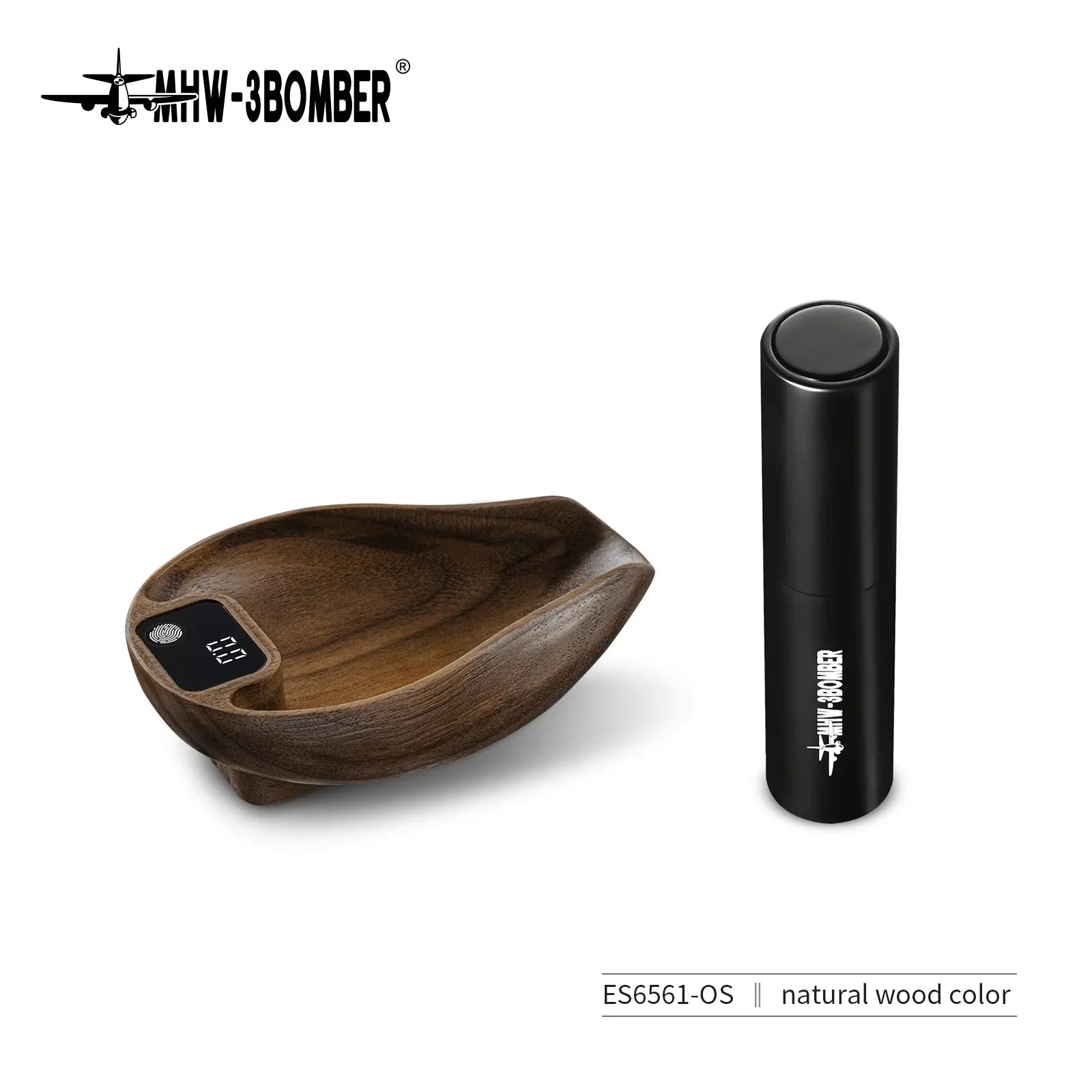 Rechargeable Digital Coffee Scale with 0.3G Precision and Wooden Finish, Includes Spray Bottle Barista Tool