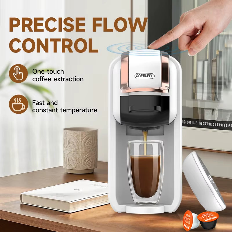 CAFELFFE 4-in-1 Coffee Capsule Machine with Hot and Cold Brewing Options, 20 Bar Pressure, Compatible with NS*DG*ESE Pods and Ground Coffee, for Large or Small Cups