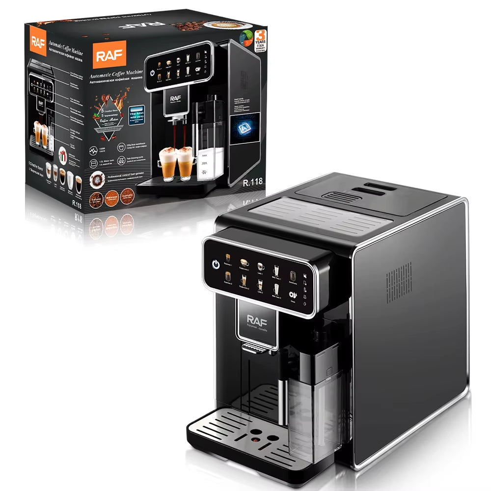 15 Bar Super Automatic Espresso Machine, 120V Smart Coffee Maker with Grinder & Milk Frother, Touch Screen, 1.5L Tank, Silver