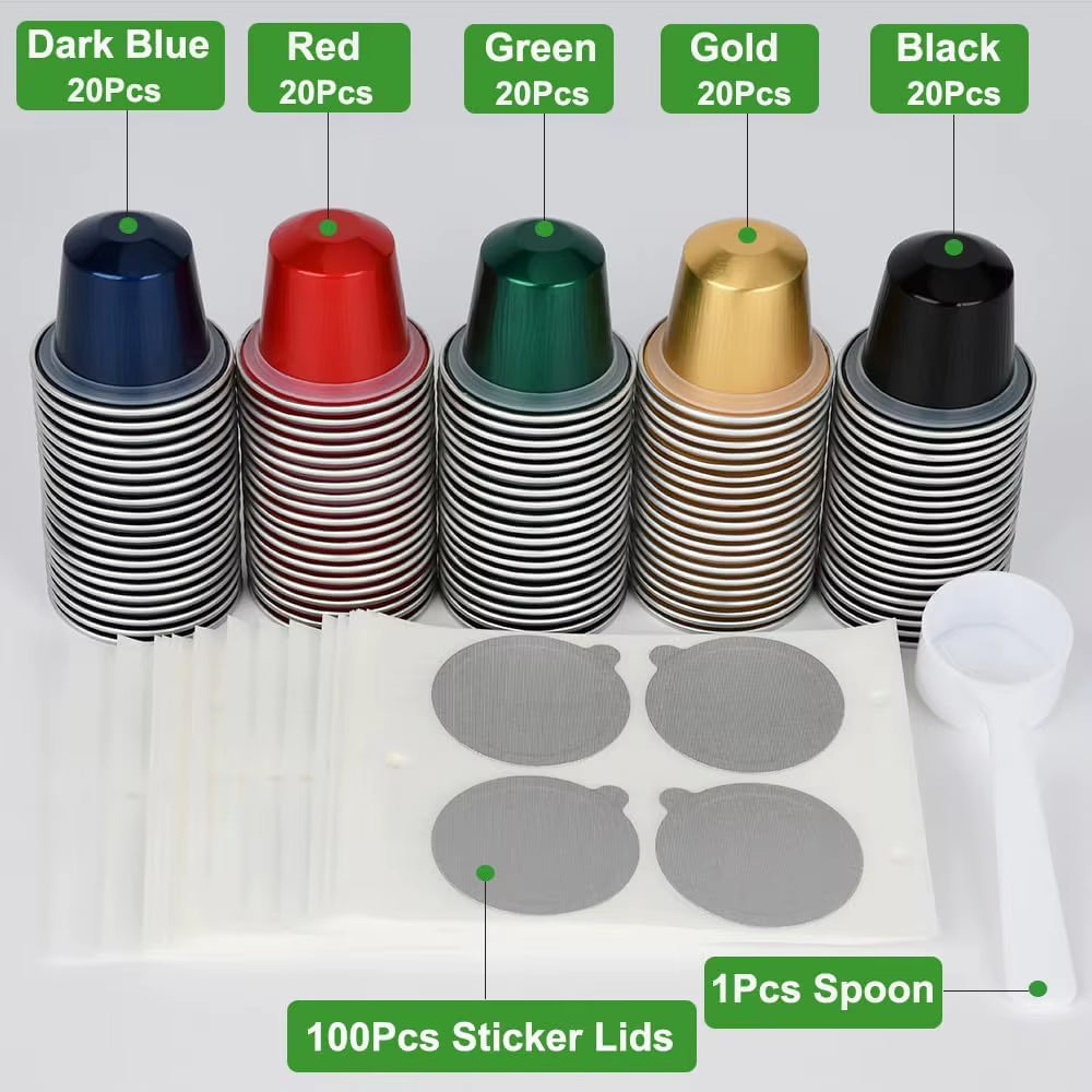 100-Pack Disposable Fillable Aluminum Foil Coffee Pods Compatible with Original Line Espresso Machines