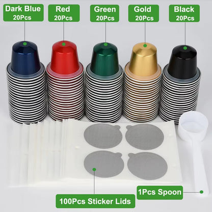 100-Pack Disposable Fillable Aluminum Foil Coffee Pods Compatible with Original Line Espresso Machines