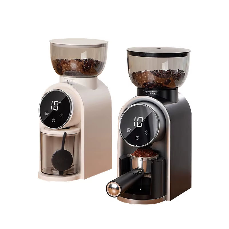 Electric Italian Coffee Bean Grinder with Smart Screen Display and Adjustable Thickness for Home Use