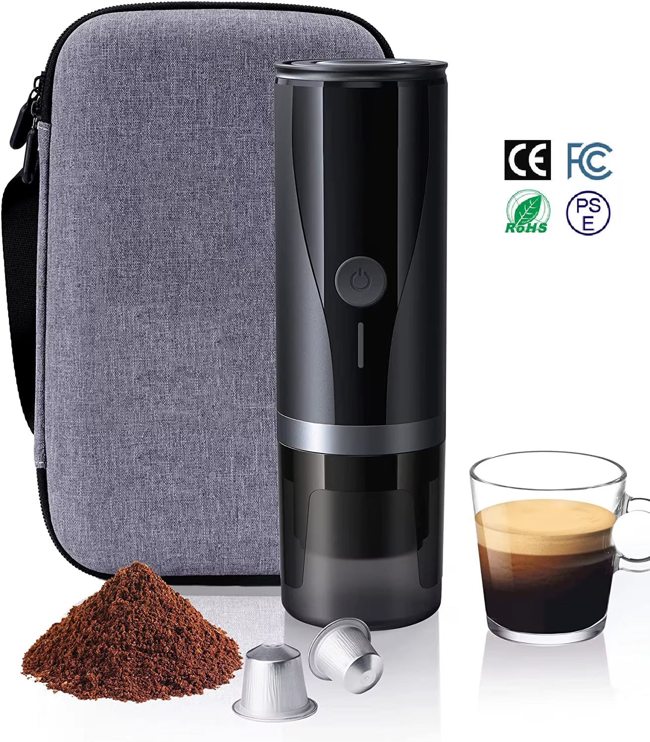 Commercial Portable Espresso and Cappuccino Coffee Maker with USB and Car Battery Compatibility, 5V, ABS Construction