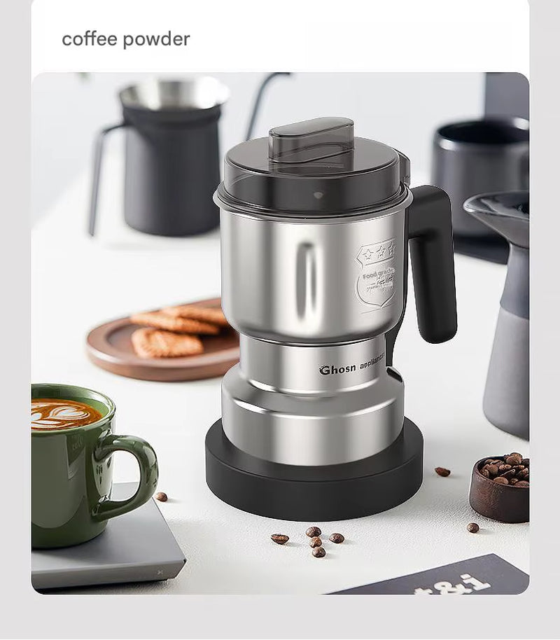 Large Capacity Stainless Steel Manual Coffee Grinder with Metal Blade for Home and Office Use