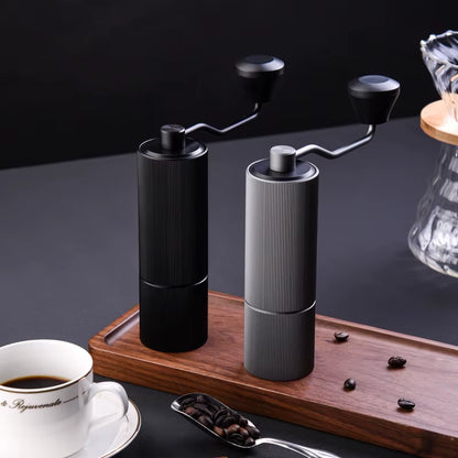 Stainless Steel Manual Coffee Bean Grinder with Adjustable Burr Settings for Commercial Use