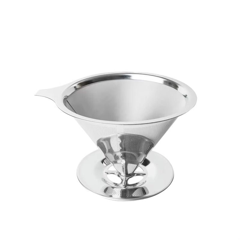 Portable American-Style Stainless Steel Coffee Filter Pour-Over Funnel with Reusable Mesh Basket - 300ml Capacity for Drip Tea Brewing in the Kitchen