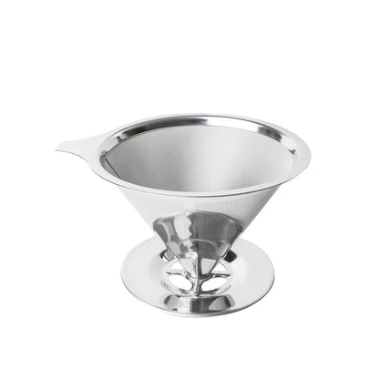 Portable American-Style Stainless Steel Coffee Filter Pour-Over Funnel with Reusable Mesh Basket - 300ml Capacity for Drip Tea Brewing in the Kitchen