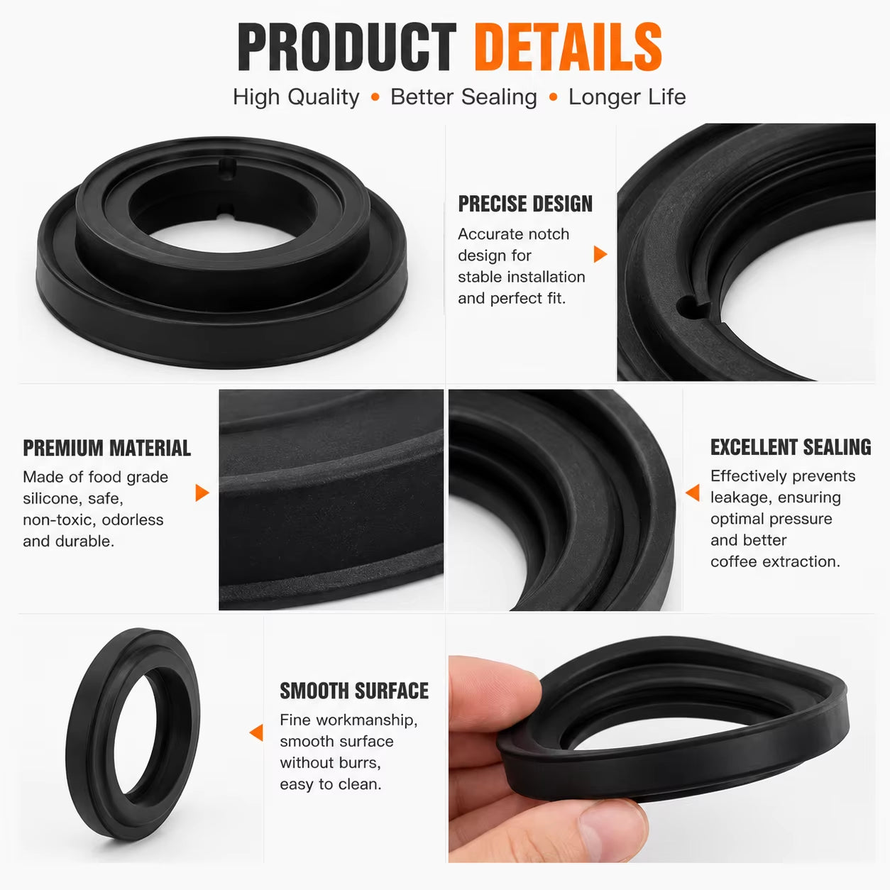 Custom Food-Grade EPDM Silicone Rubber O-Ring Sealing Gasket for Saeco, Gaggia, and La Pavoni Espresso Machines