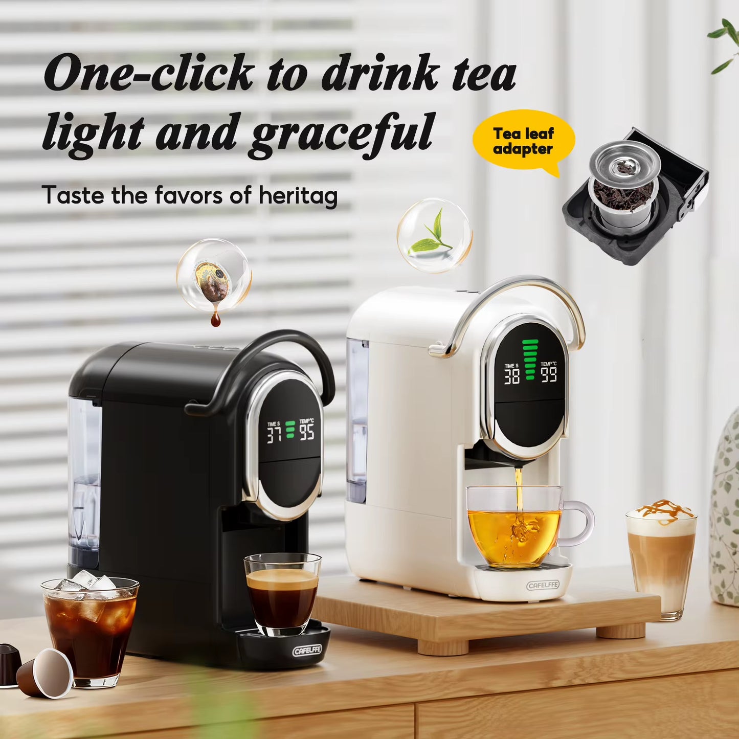 Cafelffe MK-609S 6-in-1 Coffee Machine with 20 Bar Pressure, 7 Adjustable Water Levels, 600ml Tank, and Hot/Cold Espresso Brewing Capability