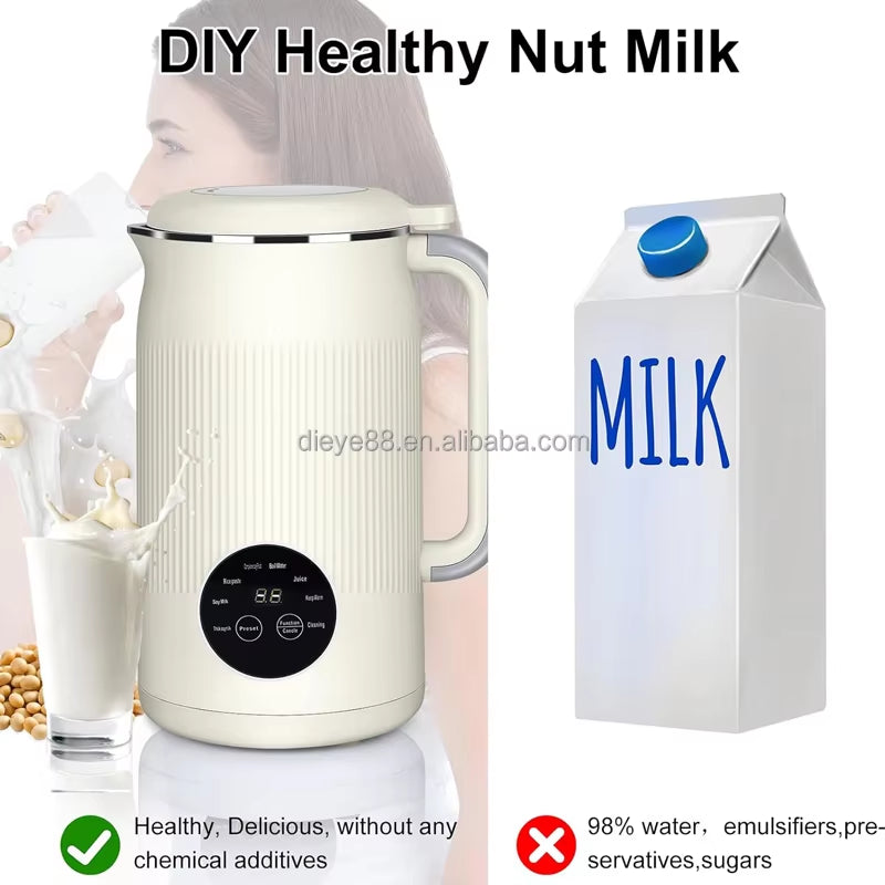 Electric Nut & Soy Milk Maker Corn Beverage Machine Stainless Steel Touchpad Control Automatic Hotel Household Use Food Blender