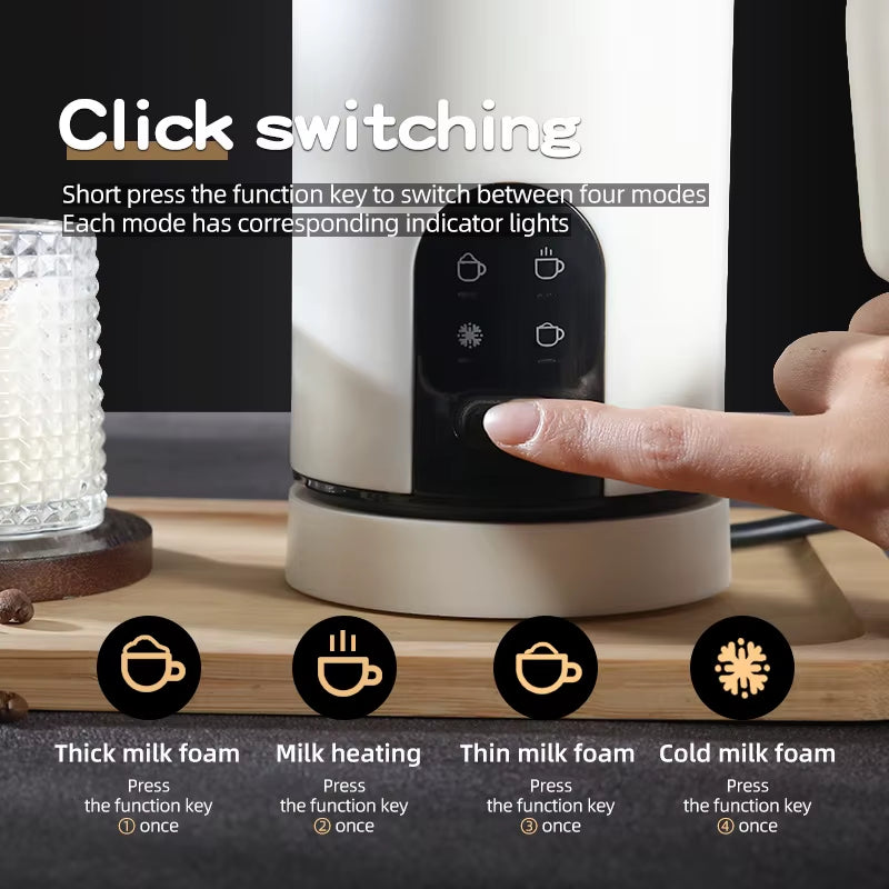 350ML Milk Steamer Dual Use Automatic Cold Foam Maker Espresso Barista Tools 4 Modes Electric Coffee White Milk Frother Machine