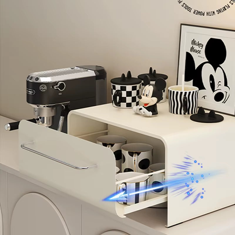 Metal Coffee Machine Stand with Cup Holder and Sugar Box Rack for Living Room and Desktop Storage Solutions