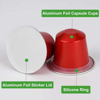 100-Pack Disposable Fillable Aluminum Foil Coffee Pods Compatible with Original Line Espresso Machines