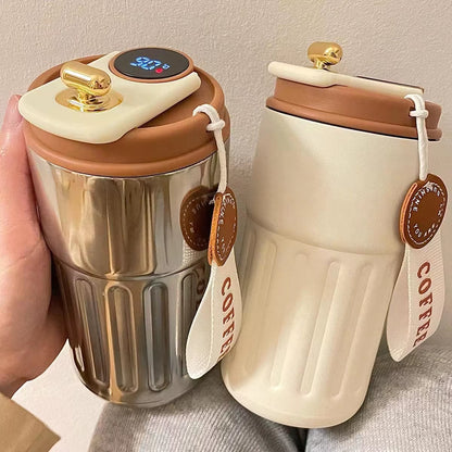 Insulated Stainless Steel Vacuum Tumbler with Temperature Display - Custom OEM/ODM Logo Options Available