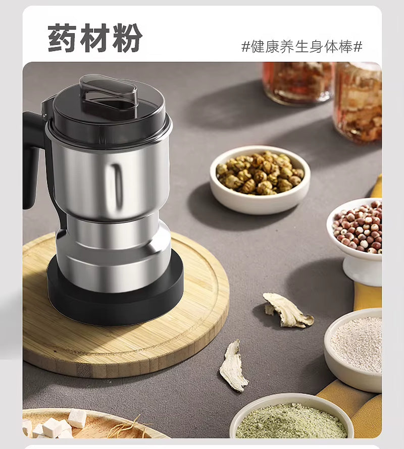 Large Capacity Stainless Steel Manual Coffee Grinder with Metal Blade for Home and Office Use