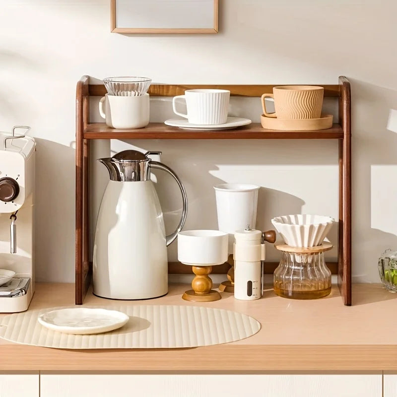 Double-Layer Desktop Cup Holder and Utensil Storage Rack for Coffee and Tea Sets - Optimal Table Organizer and Thoughtful Gift Choice