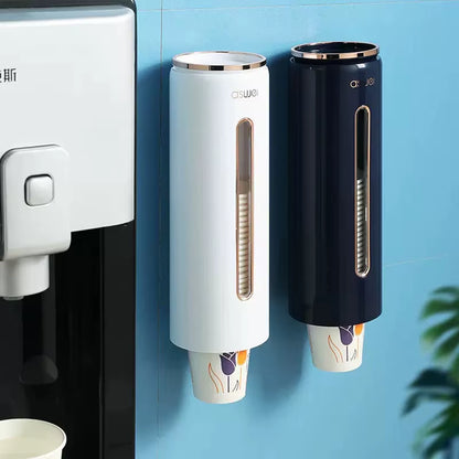 Wall-Mounted Automatic Disposable Cup Holder and Water Dispenser Storage Solution