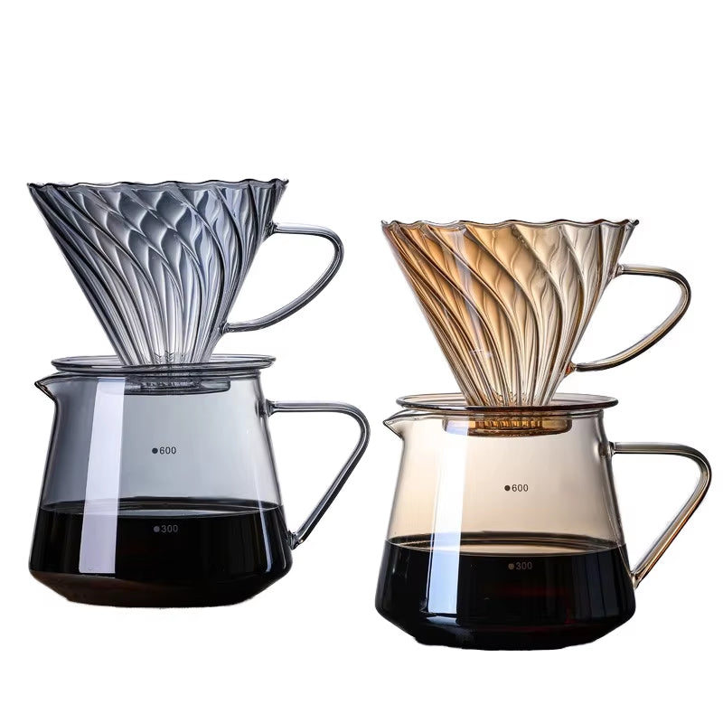 ONE COFFEE ODM Eco-Friendly Glass Carafe 550Ml Durable Handle Integrated Coffee Dripper Serving Server Tea Stocked Europe