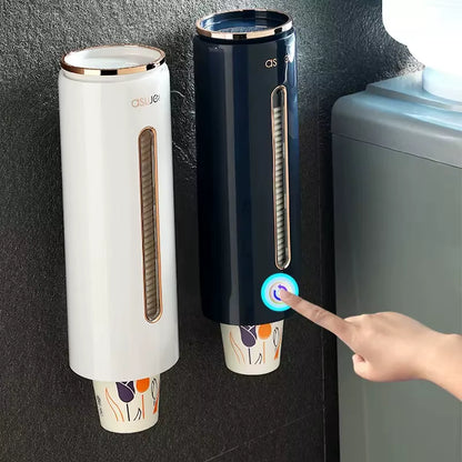 Wall-Mounted Automatic Disposable Cup Holder and Water Dispenser Storage Solution