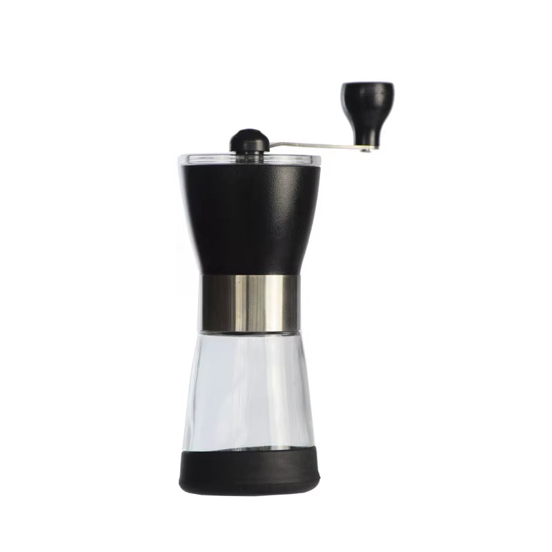 Premium Glass Manual Coffee Grinder - Portable Hand-Cranked Mill for Home and Travel Use