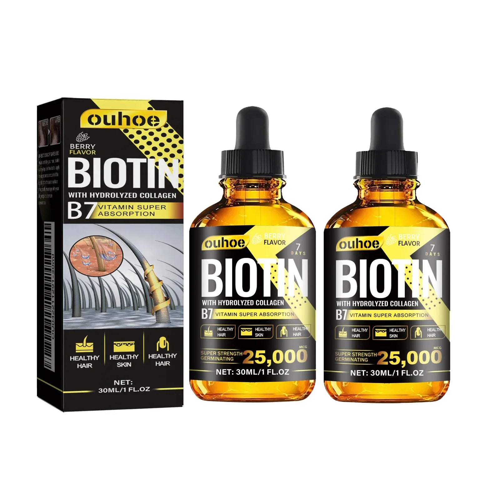 Collagen B7 Vitamin Hair Growth Essential Oil - Scalp Treatment Set for Optimal Hair Nourishment and Loss Prevention for Men and Women