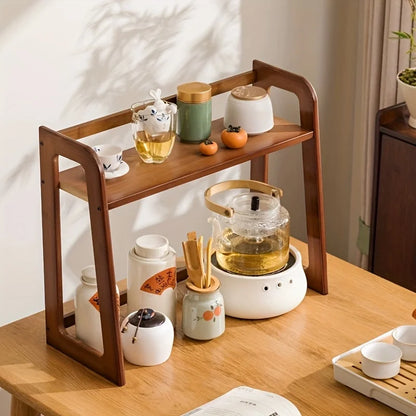 Double-Layer Desktop Cup Holder and Utensil Storage Rack for Coffee and Tea Sets - Optimal Table Organizer and Thoughtful Gift Choice