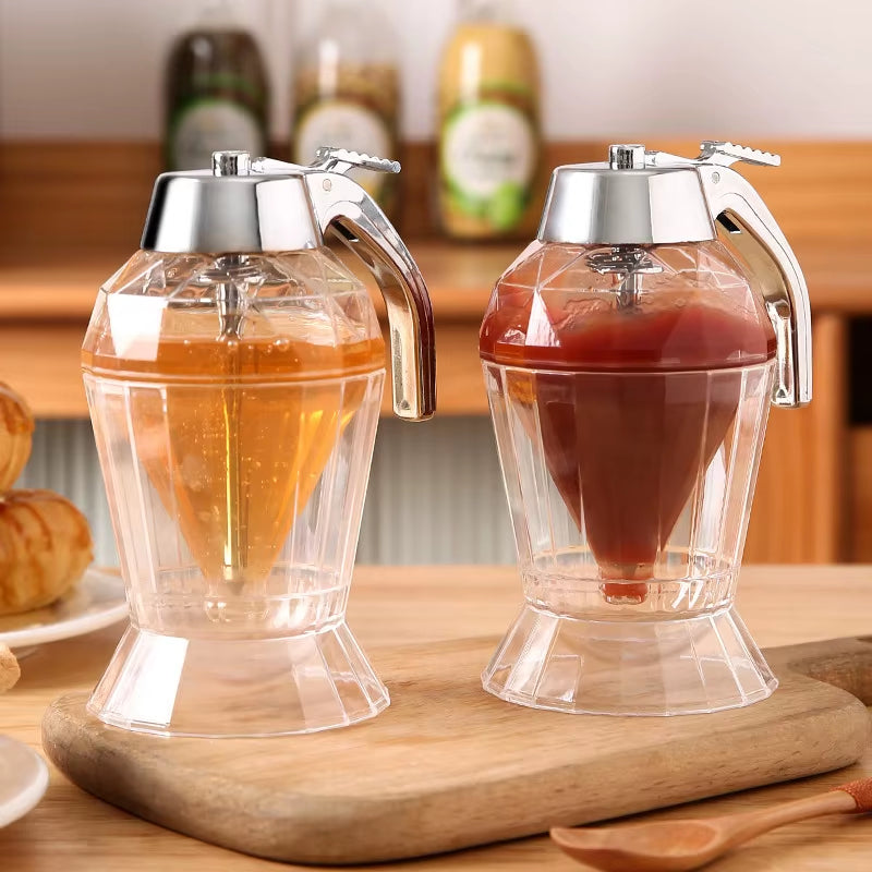 180ML Diamond Honey Dispenser - No Drip Syrup Jar for Home Cooking and Baking, Plastic Storage Container