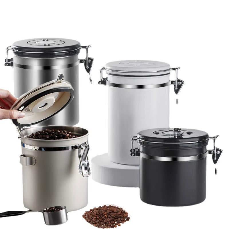 Airtight Stainless Steel Food Storage Canisters for Coffee, Tea, Flour, Cereal, and Sugar with Scoop and Date Tracker