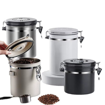 Airtight Stainless Steel Food Storage Canisters for Coffee, Tea, Flour, Cereal, and Sugar with Scoop and Date Tracker