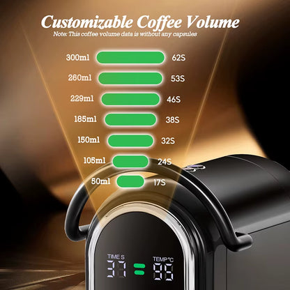 4-in-1 Capsule Coffee Machine with 20 Bar Pressure, 7-Level Water Adjustment, Hot & Cold Brew Function, 600ml Tank for Home and Office Use