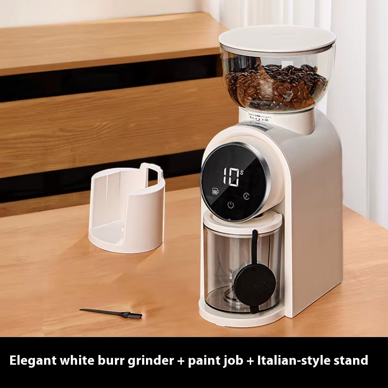 Electric Italian Coffee Bean Grinder with Smart Screen Display and Adjustable Thickness for Home Use