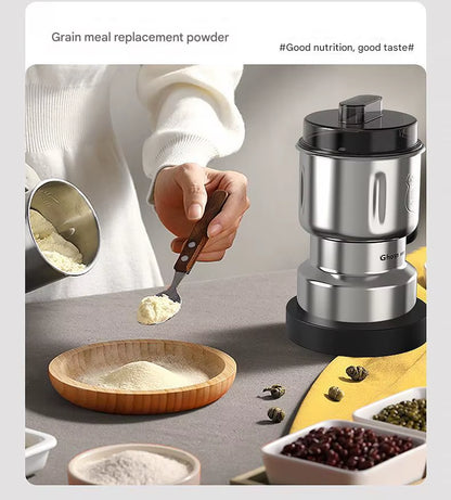 Large Capacity Stainless Steel Manual Coffee Grinder with Metal Blade for Home and Office Use