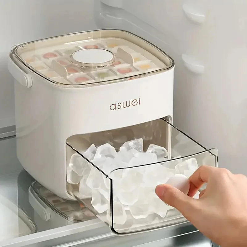 48-Cube Ice Maker with Easy-Press Lid - Dual Layer Design for Homemade Frozen Treats and Beverages, Essential Kitchen Tool