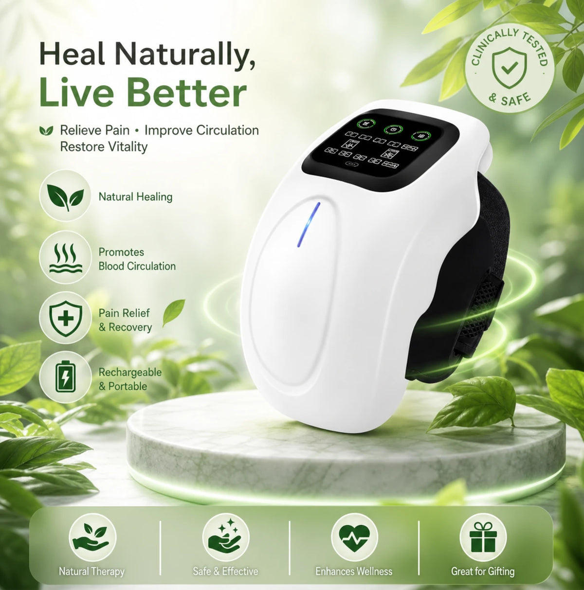 Electric Heating Knee Massager with LCD Display
