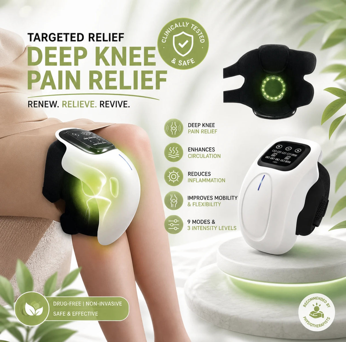 Electric Heating Knee Massager with LCD Display