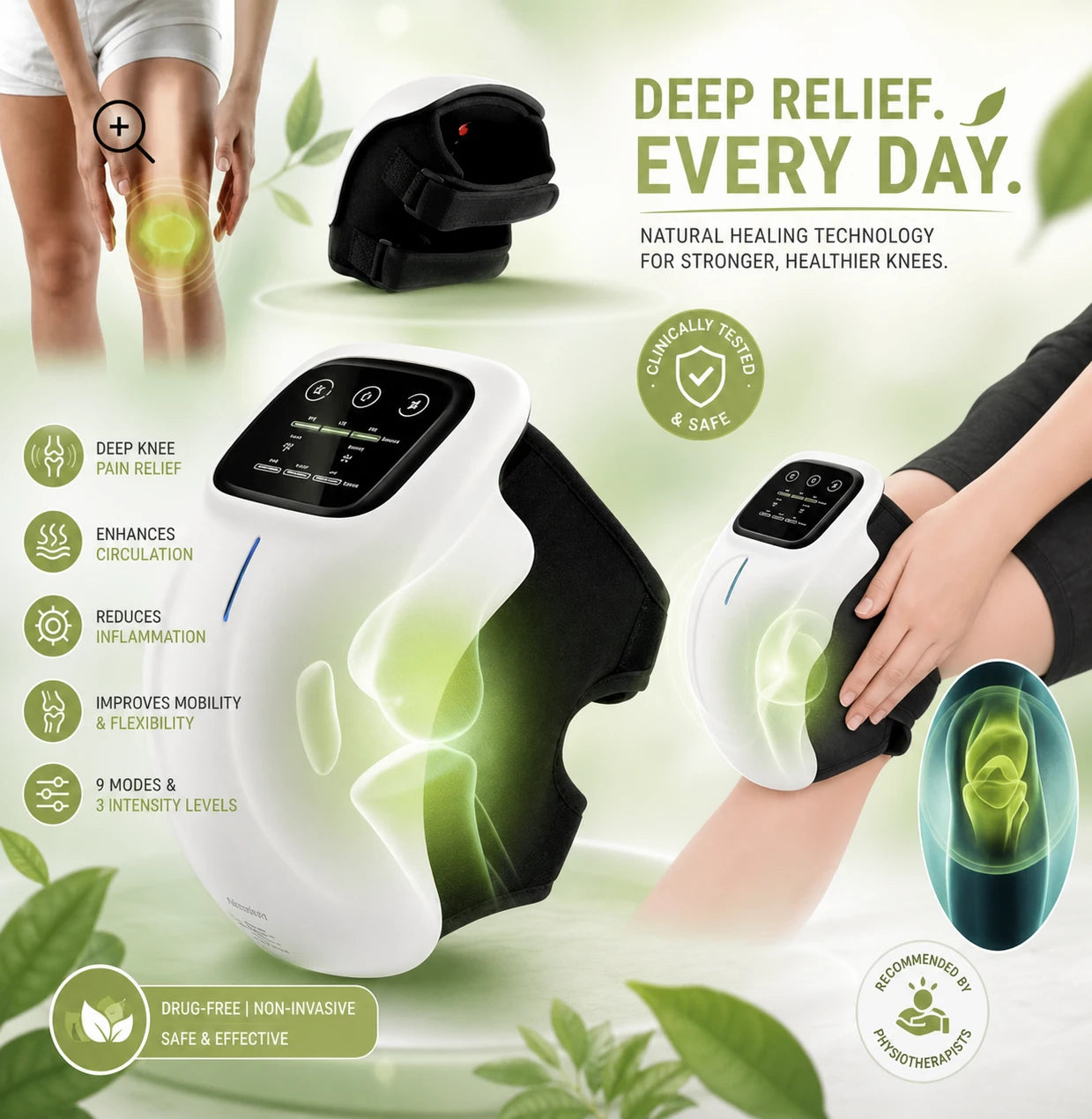 Electric Heating Knee Massager with LCD Display
